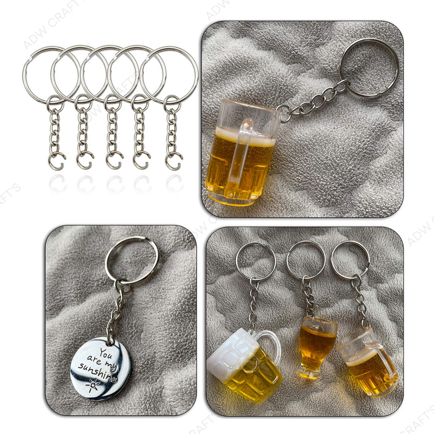 Silver Keychain Rings - No.13 - Flat