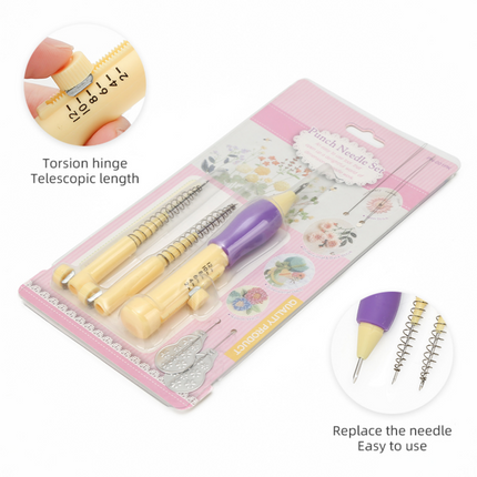 Punching Needle Embroidery Kit for Beginners with Fabric, Wooden Frame & Threads – Complete DIY Craft Set for Embroidery Art & Rug Making