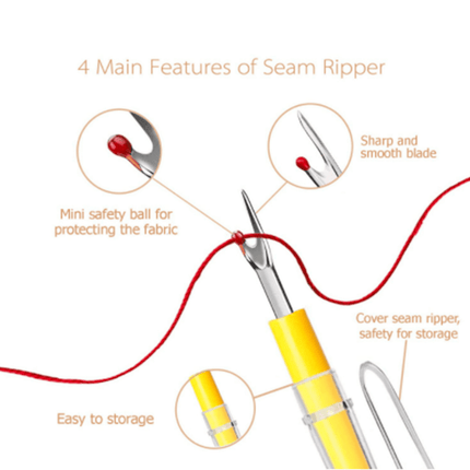 Seam Ripper Tool with Stitch Opener – Fine Quality for Tailoring & Embroidery – Durable Plastic Handle