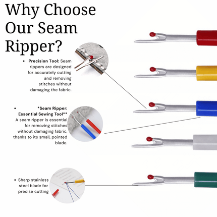 Seam Ripper Tool with Stitch Opener – Fine Quality for Tailoring & Embroidery – Durable Plastic Handle