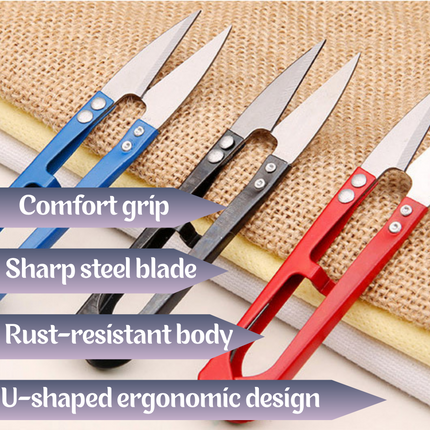 U Shaped Thread Cutter for Sewing, Embroidery & Craft Work | Premium Metal Sewing Snips Tool for Tailoring, Aari Work, Stitching