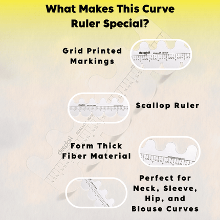 Scallop Ruler Tailoring Scale for Blouse Design | Sewing Scallop Edge Ruler for Dress Designing, Garment Cutting, Fashion Pattern Making & Drafting Curve Tool