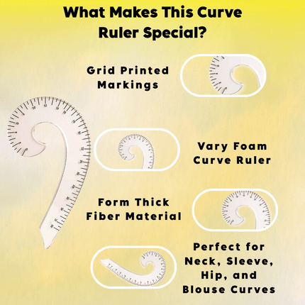 French Curve Ruler Tailoring Scale | Armhole Curve Ruler for Neckline, Sleeve, Blouse & Garment Drafting | Sewing French Curve Tailoring Tool for Pattern Making