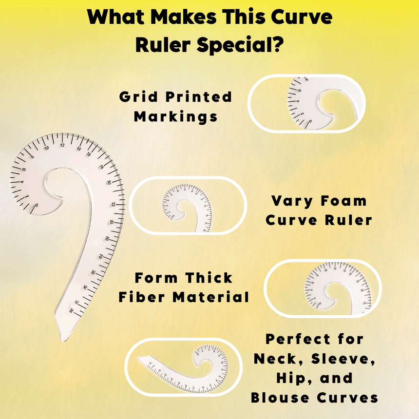 French Curve Ruler Tailoring Scale | Armhole Curve Ruler for Neckline, Sleeve, Blouse & Garment Drafting | Sewing French Curve Tailoring Tool for Pattern Making