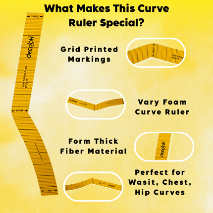 Side Fitting Scale Tailoring Ruler for Waist Hip Chest Measurements | Sewing Body Measurement Scale for Blouse Fitting, Dress Designing & Pattern Making Drafting Tool