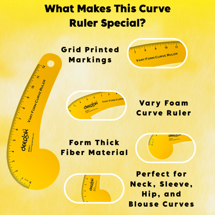 Vary Form Curve Ruler Tailoring Scale | Hip Curve Ruler for Skirt, Pant & Dress Drafting | Sewing Curve Tailoring Scale for Waist, Hemline, Fashion Design & Pattern Making