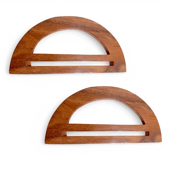 2 Pairs D Shaped Wooden Handles for Bags