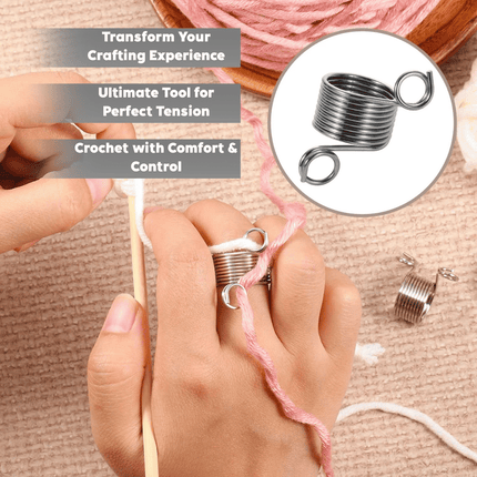 Adjustable Crochet Ring for Finger, Crochet Tension Ring with Yarn Guide Ring for Knitting & Crocheting, Yarn Holder Ring Tool