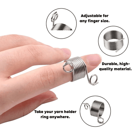 Adjustable Crochet Ring for Finger, Crochet Tension Ring with Yarn Guide Ring for Knitting & Crocheting, Yarn Holder Ring Tool