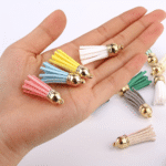 Gold Cap Leather Tassels – 38mm Faux Leather Keychain Tassel Set |Tassel for Crafting, Jewelry Making, DIY Earrings & Accessories